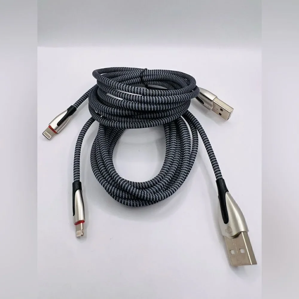 2x Pack Durable iPhone Cable 6FT (Luncky Red/ Black Grey)